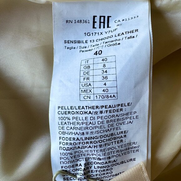 Pinko Cream and Sage Green Leather Moto Jacket - Picture 14 of 15